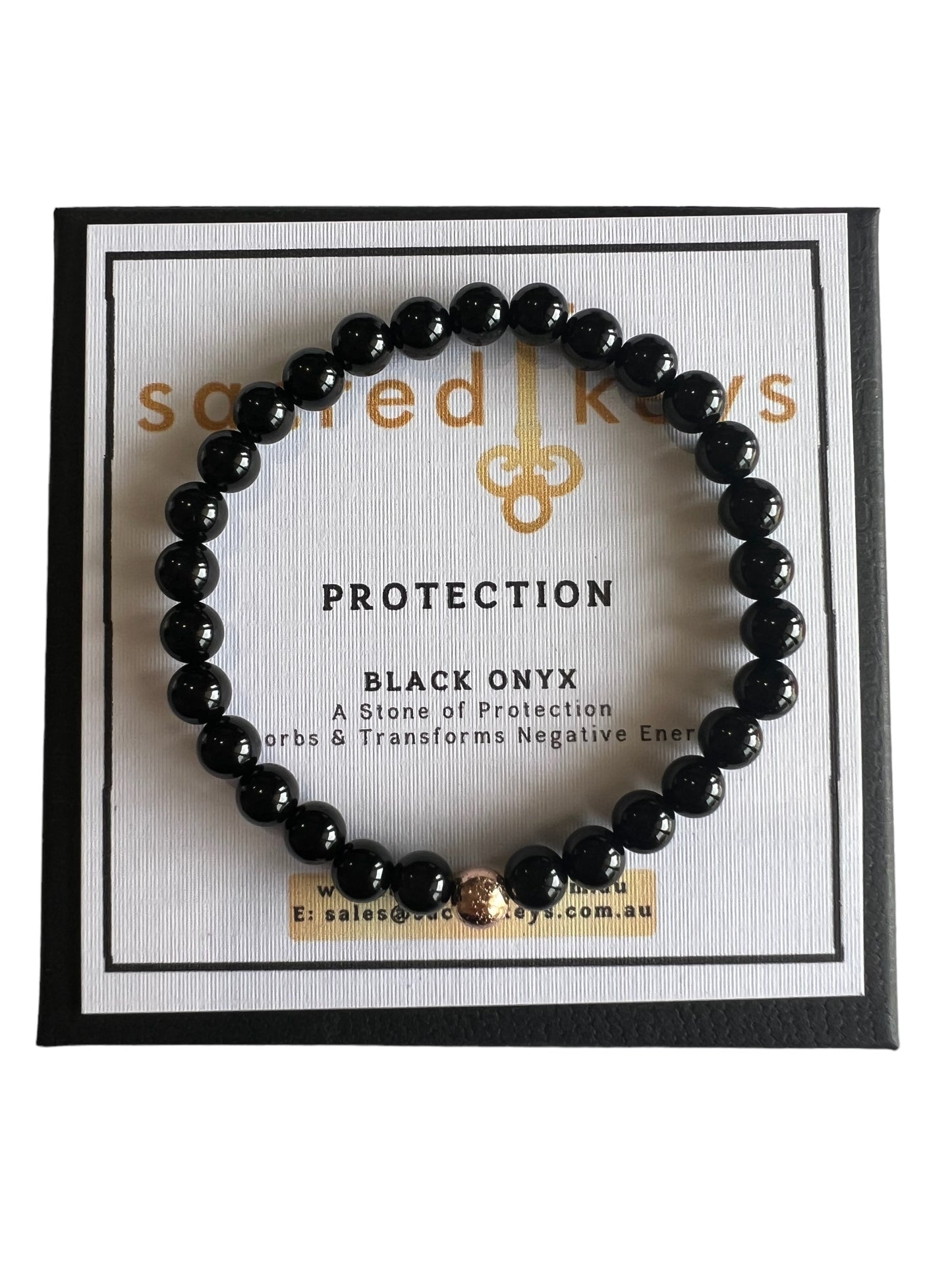Black Onyx - Protection Bracelet with 14K Rose Gold Infill