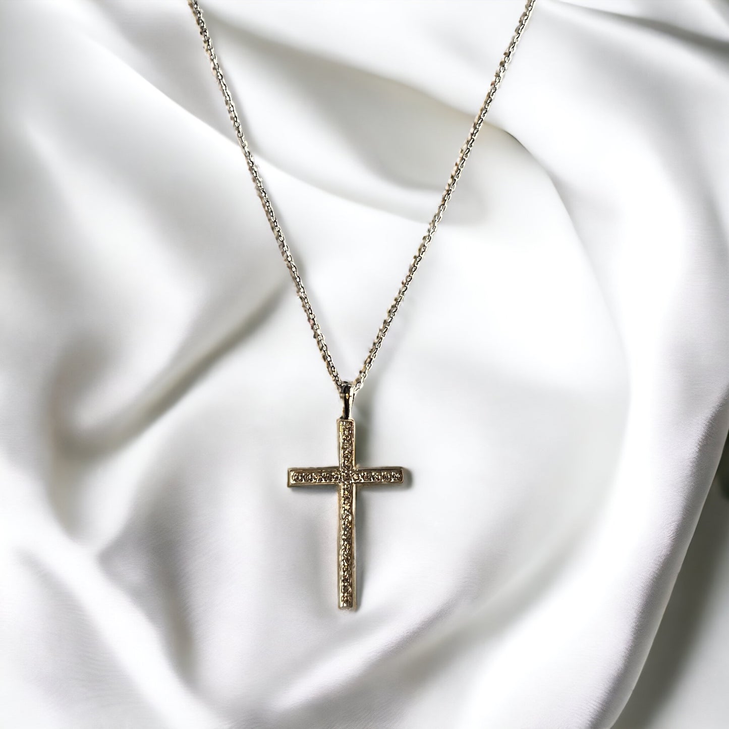 SAS-Sterling Silver Cross Necklace 38x20mm